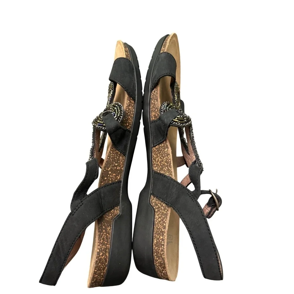 Dansko Reeta Beaded Sandals Black Sz 38 EU/ 7.5 US leather iridescent